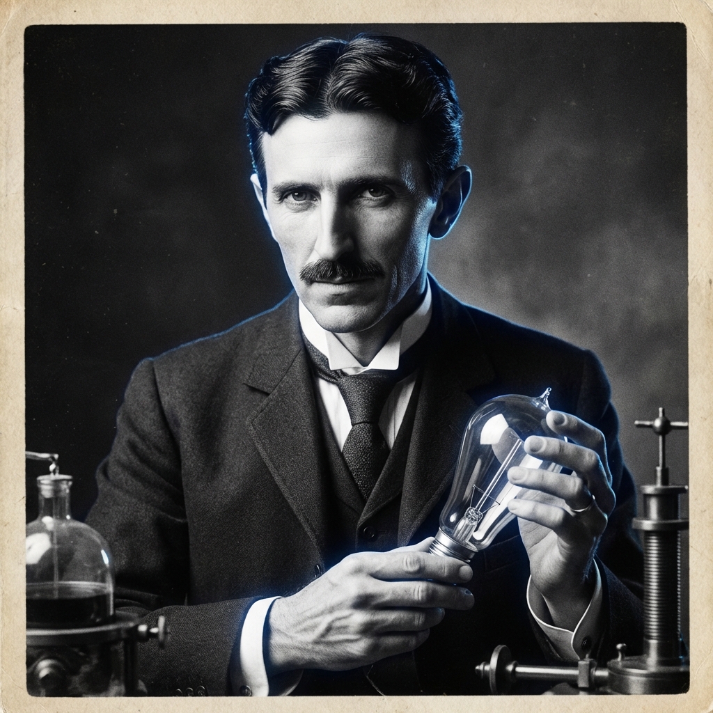 Retrato de Nikola Tesla